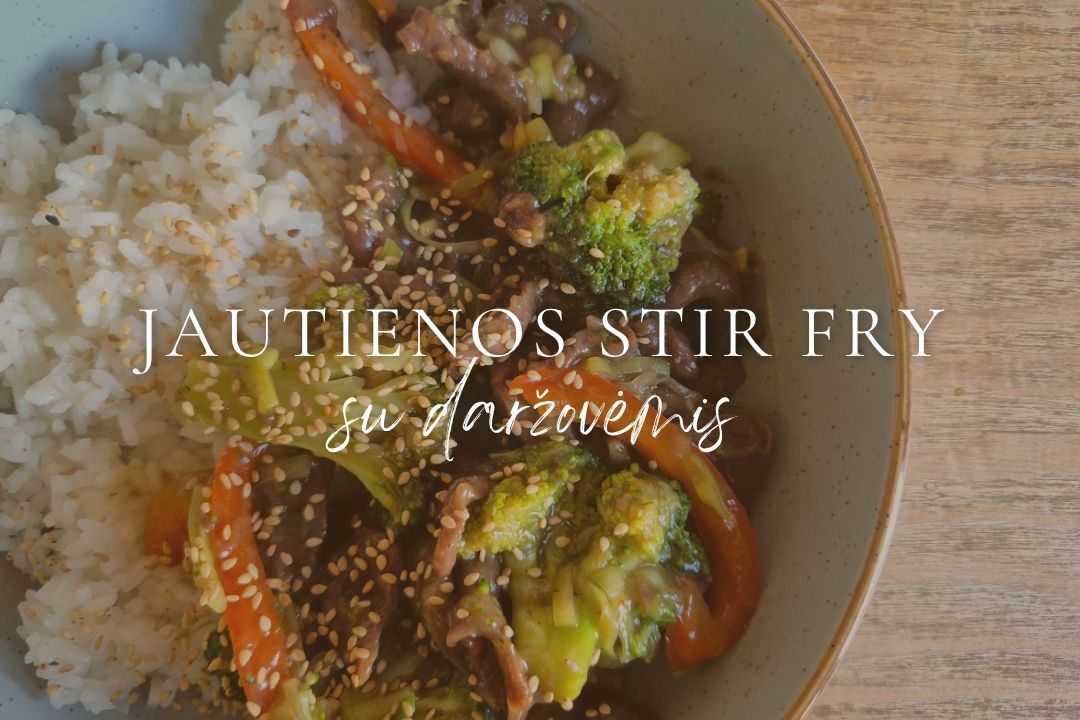 Dzūkų krautuvėlė jautienos stir fry jautiena mėsa maistas receptas ideja pietus vakariene 1