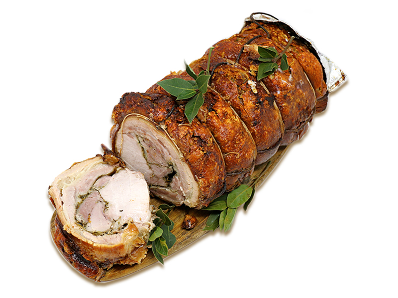 Šventinė marinuota kiaulienos „PORKETA“ (šoninės kepsnys)